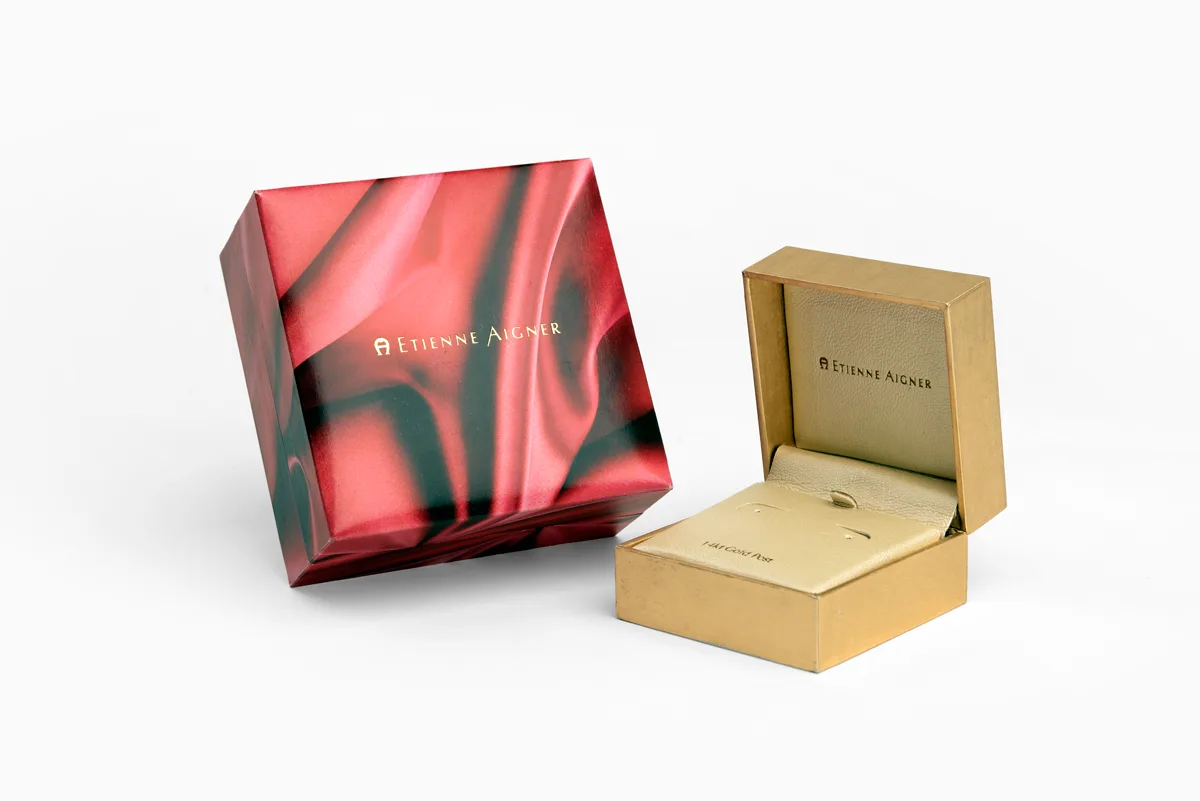 Etienne Aigner Jewelry Box – Custom Printed Wrap and Gold Interior